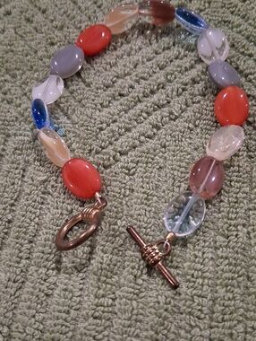 Multicolor Glass Bead Toggle Bracelet